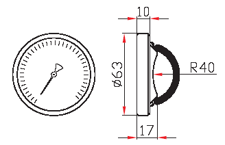Термометр биметаллический БТ-30.01 - основные размеры