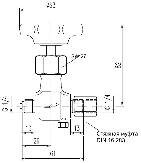 Игольчатый вентиль для манометра Шнайдер цапфа - стяжная муфта G1/4